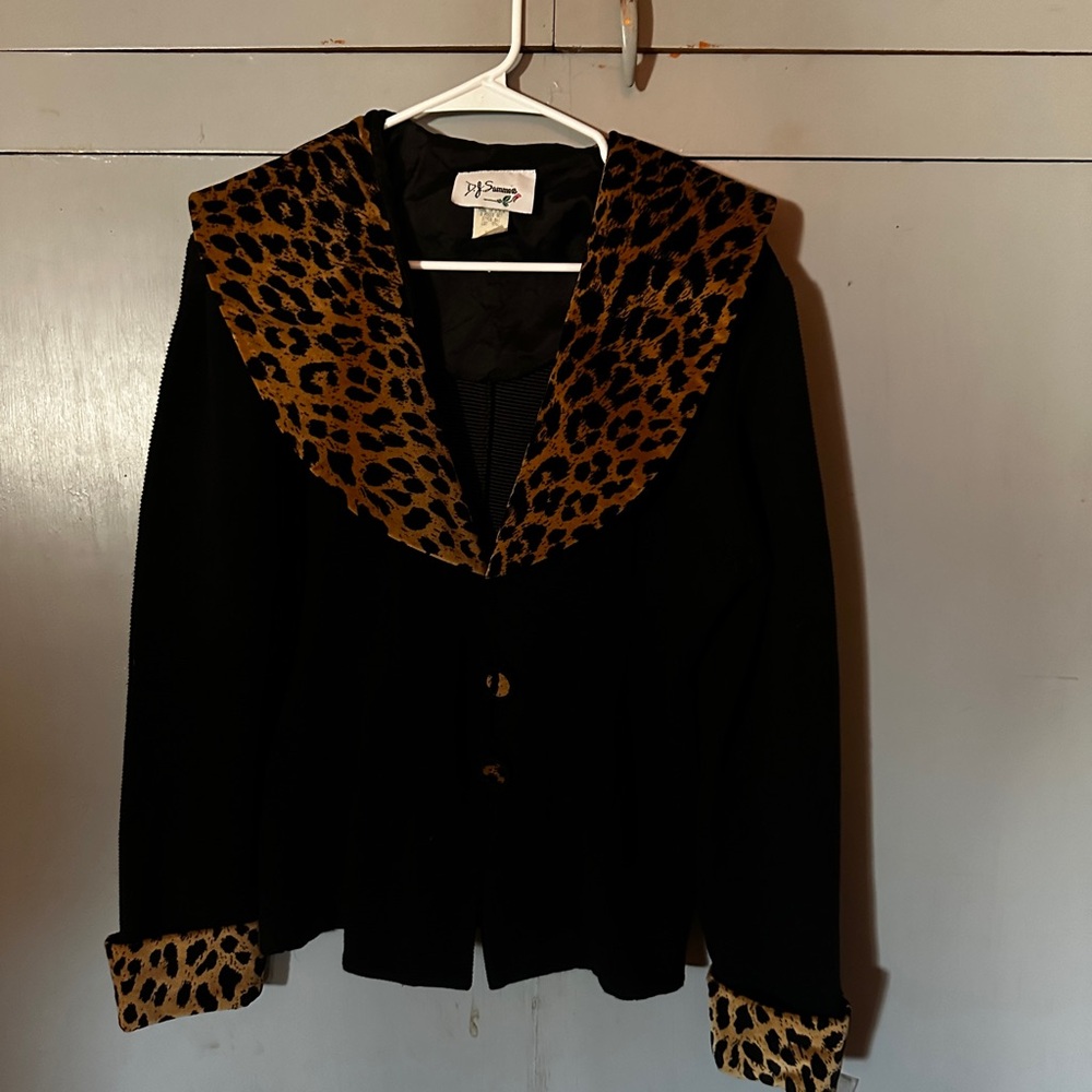 Leopard Trim Black Jacket